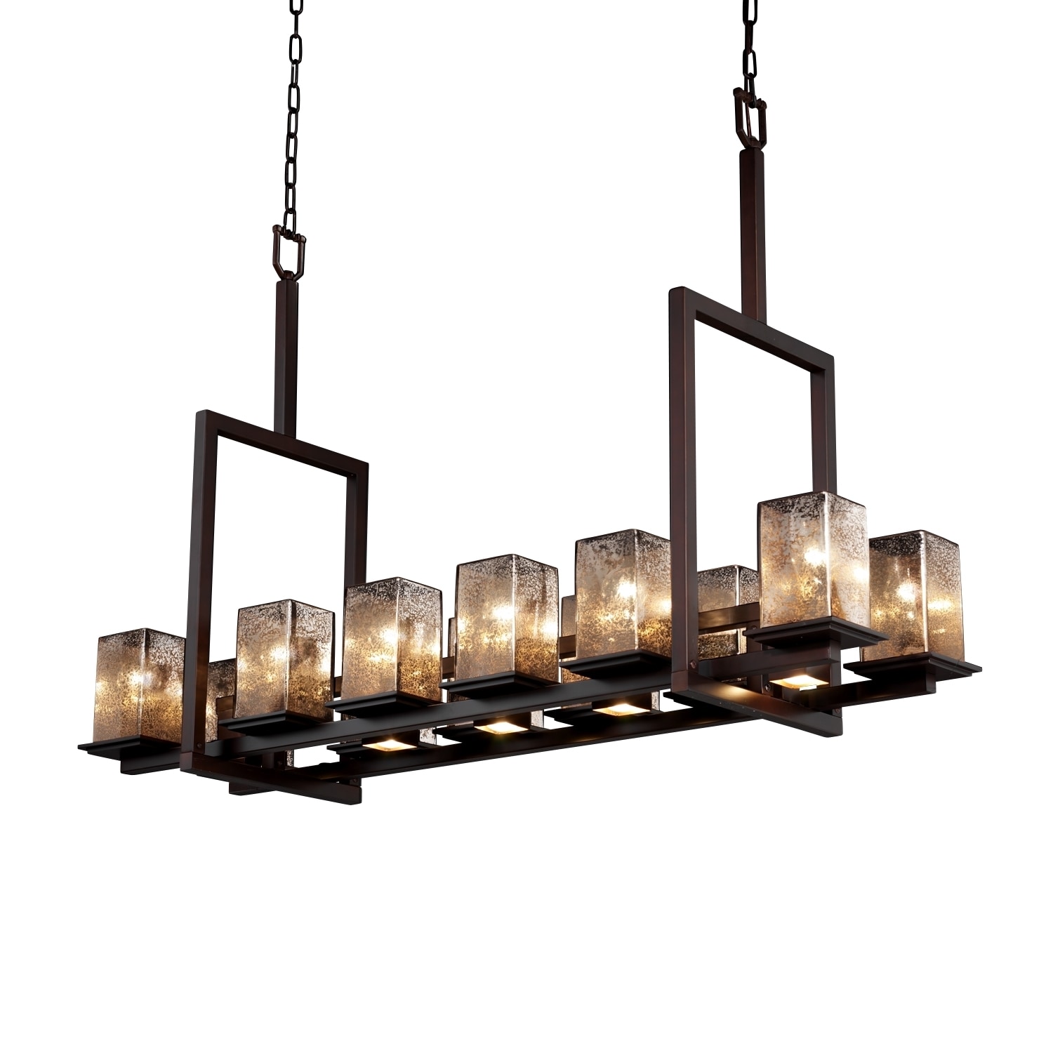 Fusion 12 light Mercury With Dark Bronze Tall Chandelier