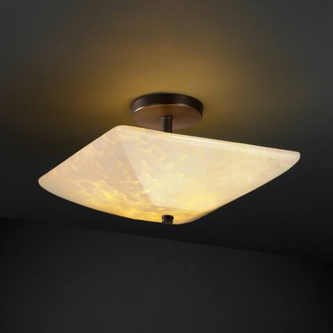 Justice Design Fusion 2-light Dark Bronze Square Bowl Semi-flush, Droplet Shade
