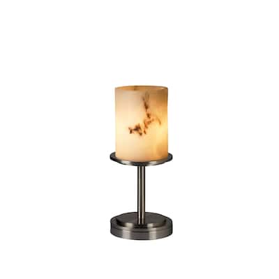 Justice Design Clouds Dakota 1-light Brushed Nickel Table Lamp, Clouds Cylinder - Flat Rim Shade