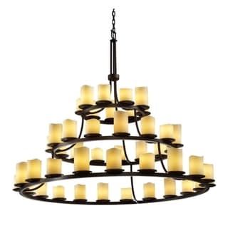Justice Design Group CandleAria Dakota 45-light Dark Bronze Chandelier, Cream Cylinder - Melted Rim Shade (Cream) - Chandeliers For Bedrooms by Overstock.com