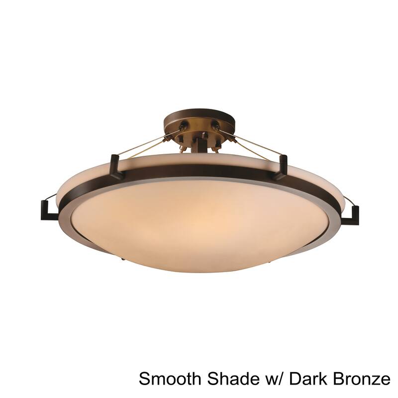 Justice Design Porcelina Ring 6-light Dark Bronze Round Bowl Semi-flush