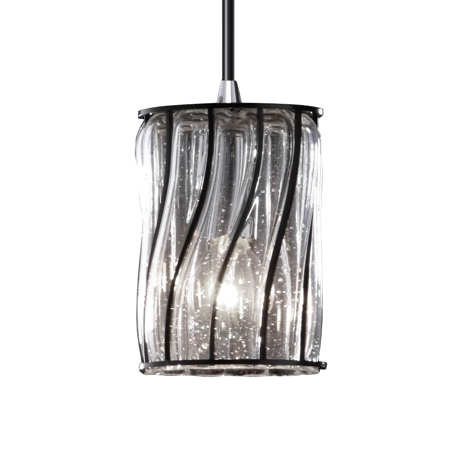 Wire Glass 1 light Chrome Pendant