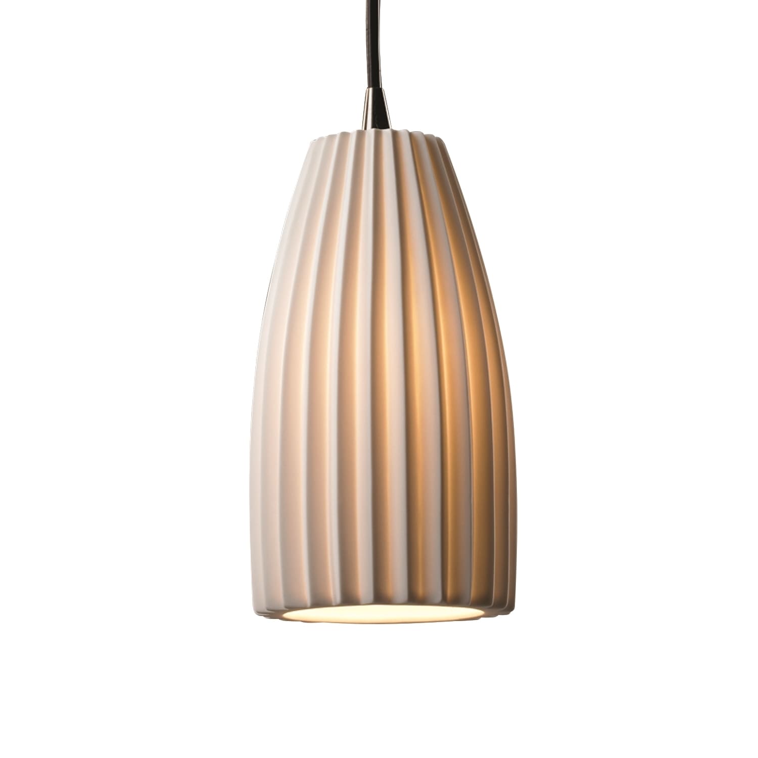 Limoges Single light Pleated Cylinder Nickel Pendant