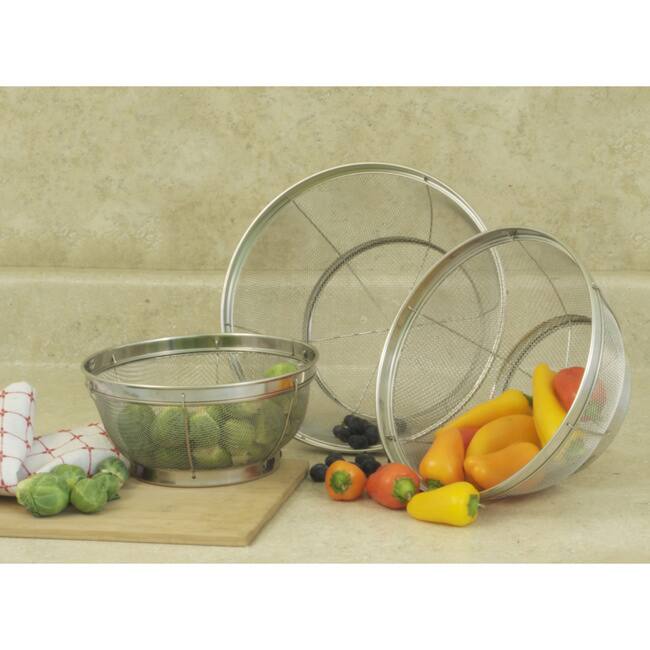 Mesh Stainless Steel Colanders (Set of 3)