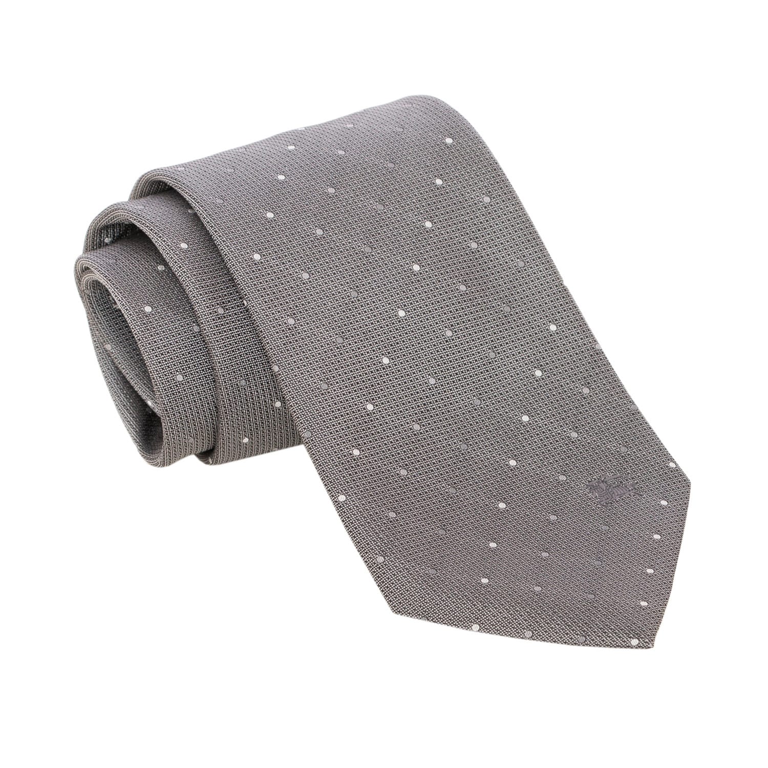 Burberry Light Grey Polka Dotted Silk Tie