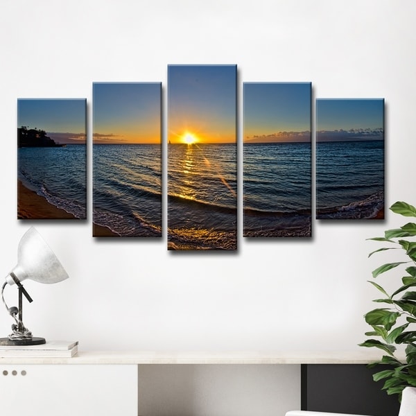 Shop Christopher Doherty 'Sun Rise' Canvas Wall Art (5 Piece) - Blue ...