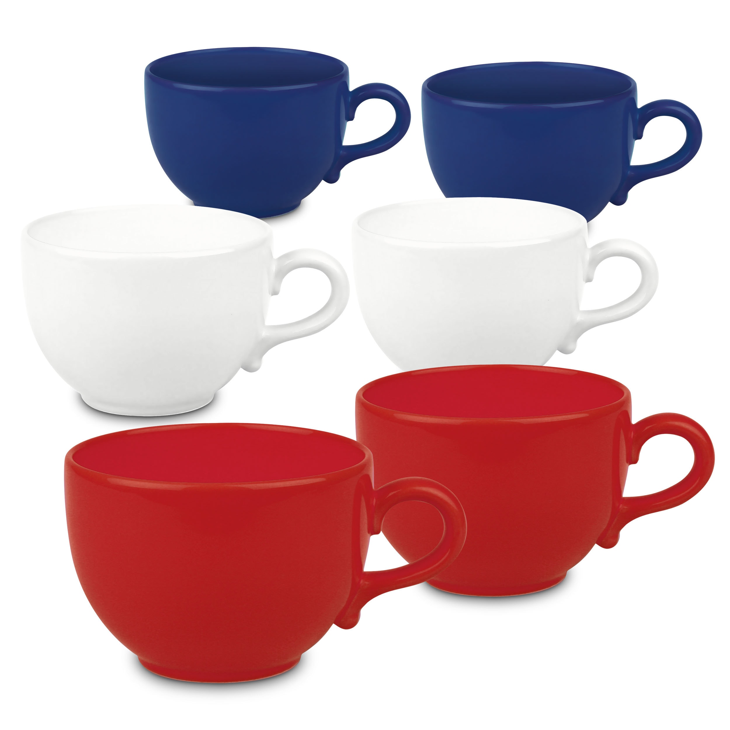 Waechtersbach Fun Factory Red White And Blue Jumbo Cafe Latte Mugs (set Of 6)