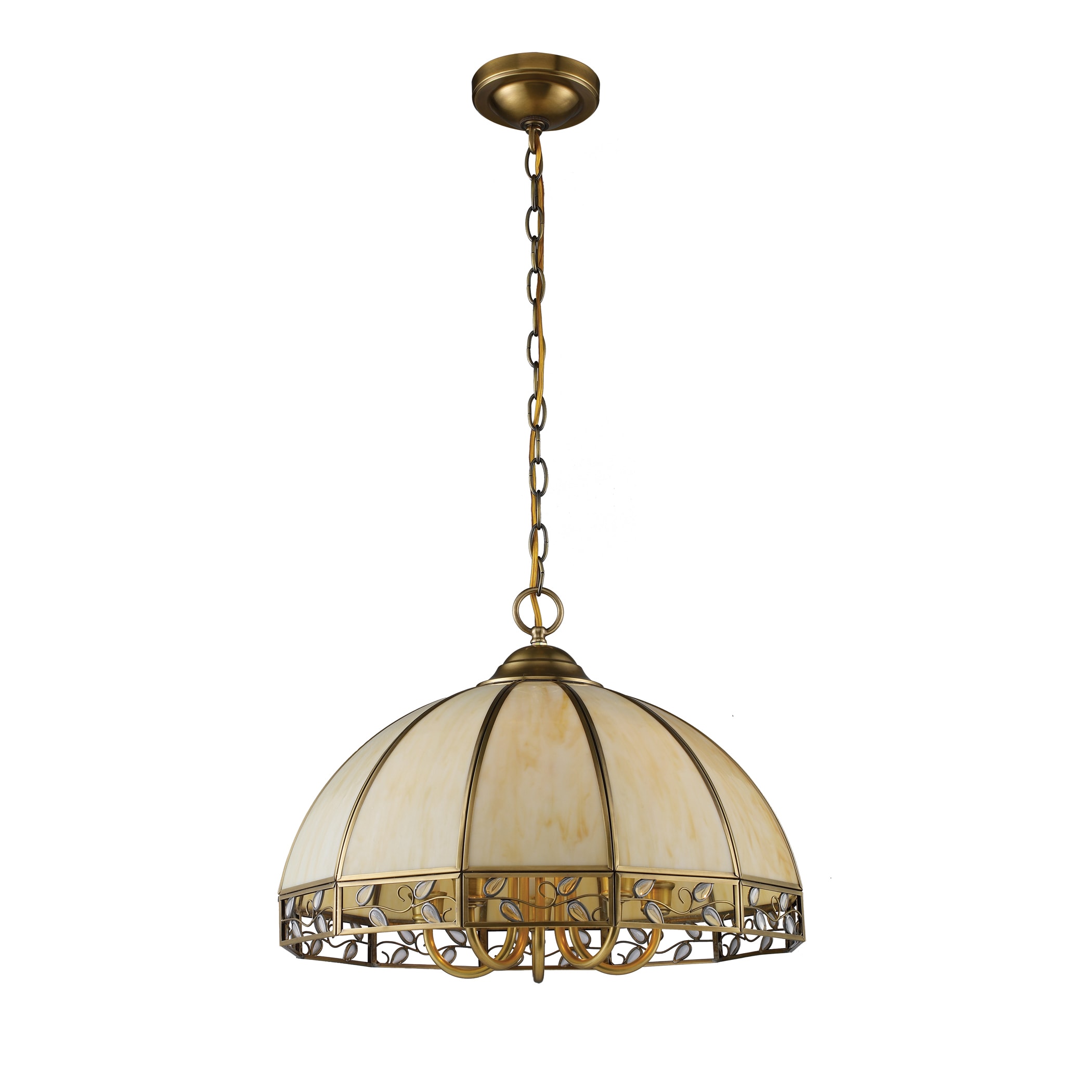 Gerard Solid Brushed Brass Art Glass Shade 5 light Chandelier