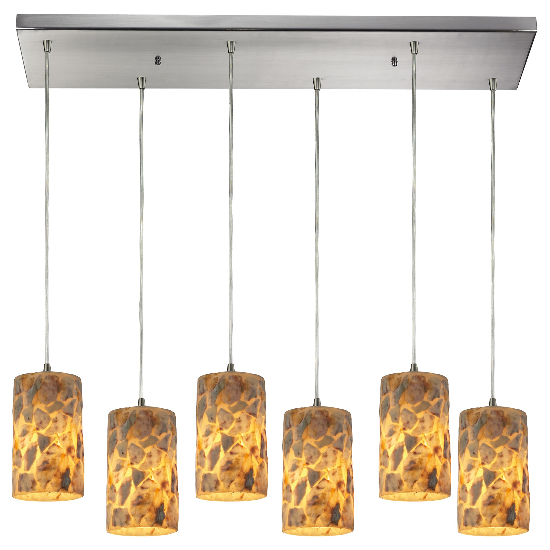 Rocklidge Satin Nickel And Blown Glass 6 light Chandelier