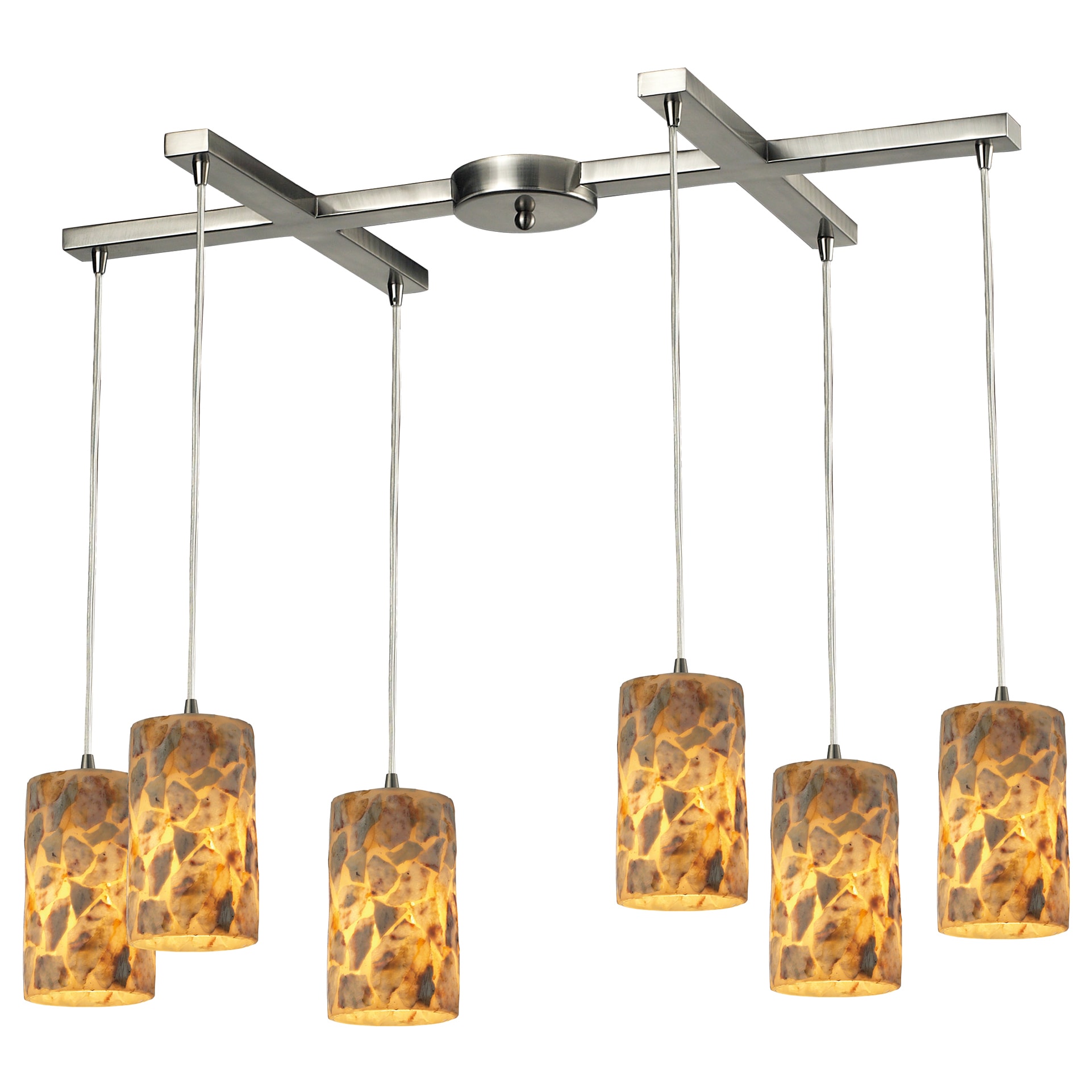 Rocklidge 6 light Satin Nickel Glass Shade Chandelier