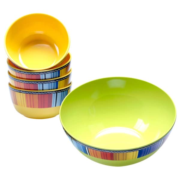 Serape Multicolored Melamine 5-piece Salad Serving Set
