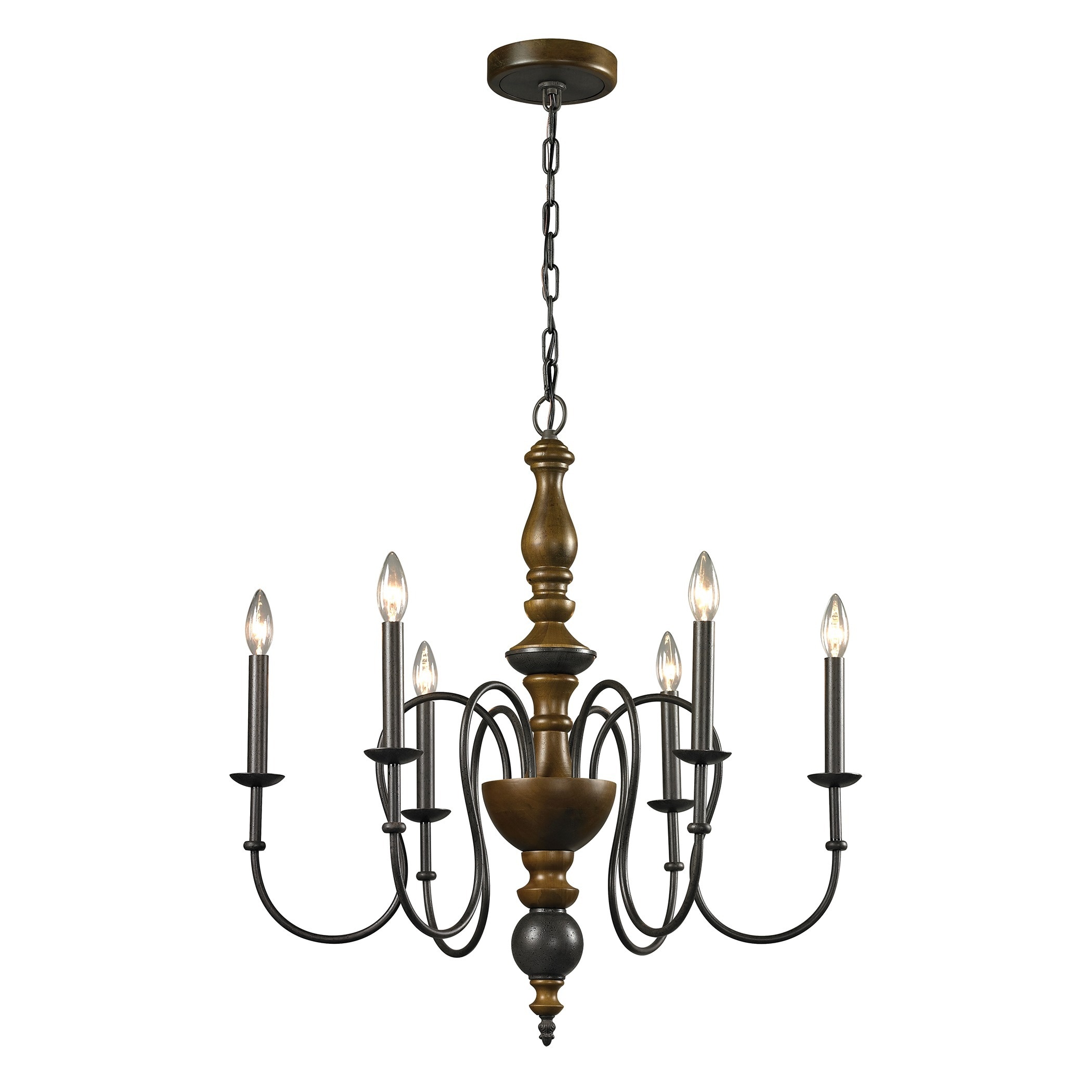 French Country 6 light Vintage Rust Chandelier