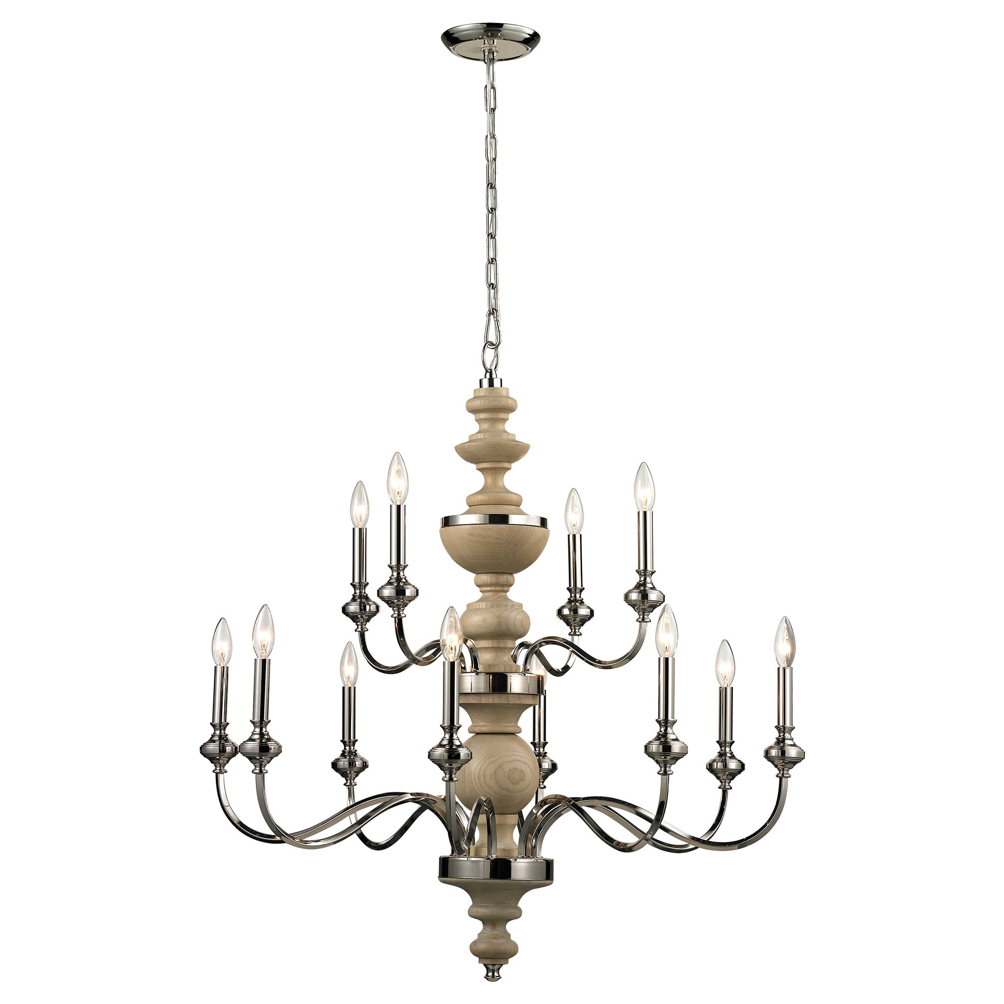 Stratford 12 light Polished Nickel Chandelier