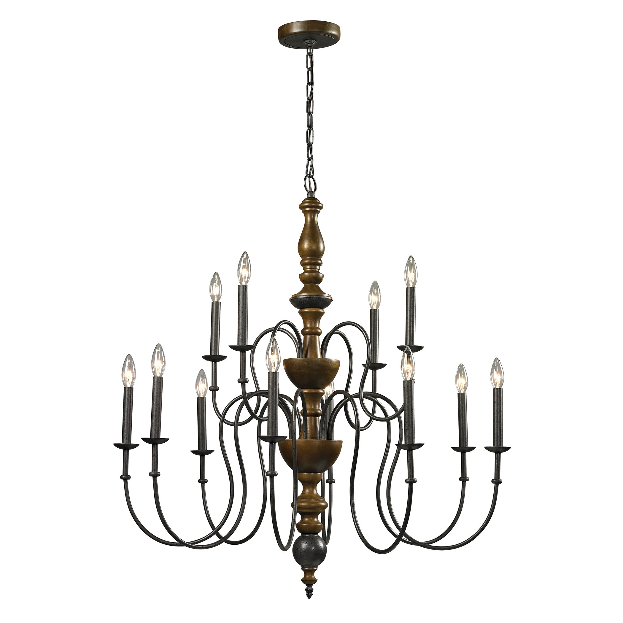 French Country 12 light Vintage Rust Chandelier