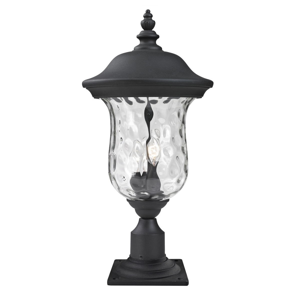 Z lite Waterglass Armstrong Outdoor Black/ Clear 3 light Post Mount