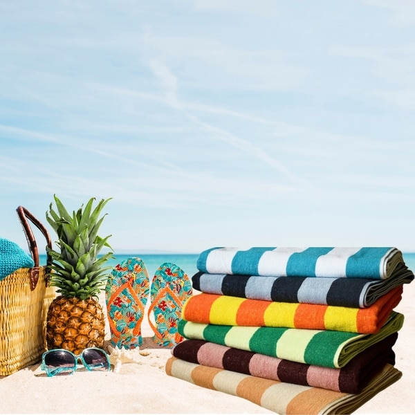 Towels Beyond Cabana 530 GSM Luxury Oversized Turkish Cotton Beach Towel with Stripes