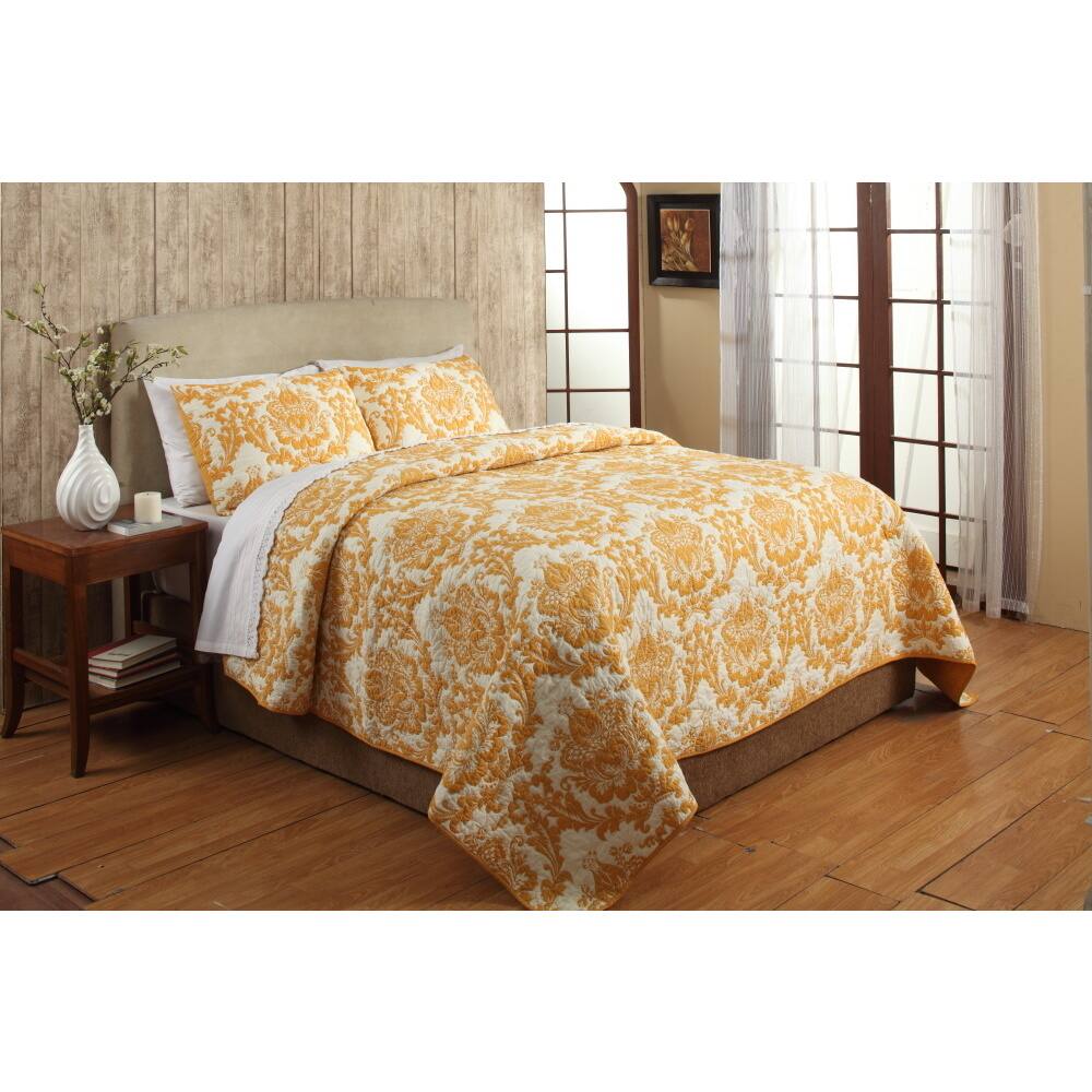 Eloisa Orange Cotton 3-piece Quilt Set
