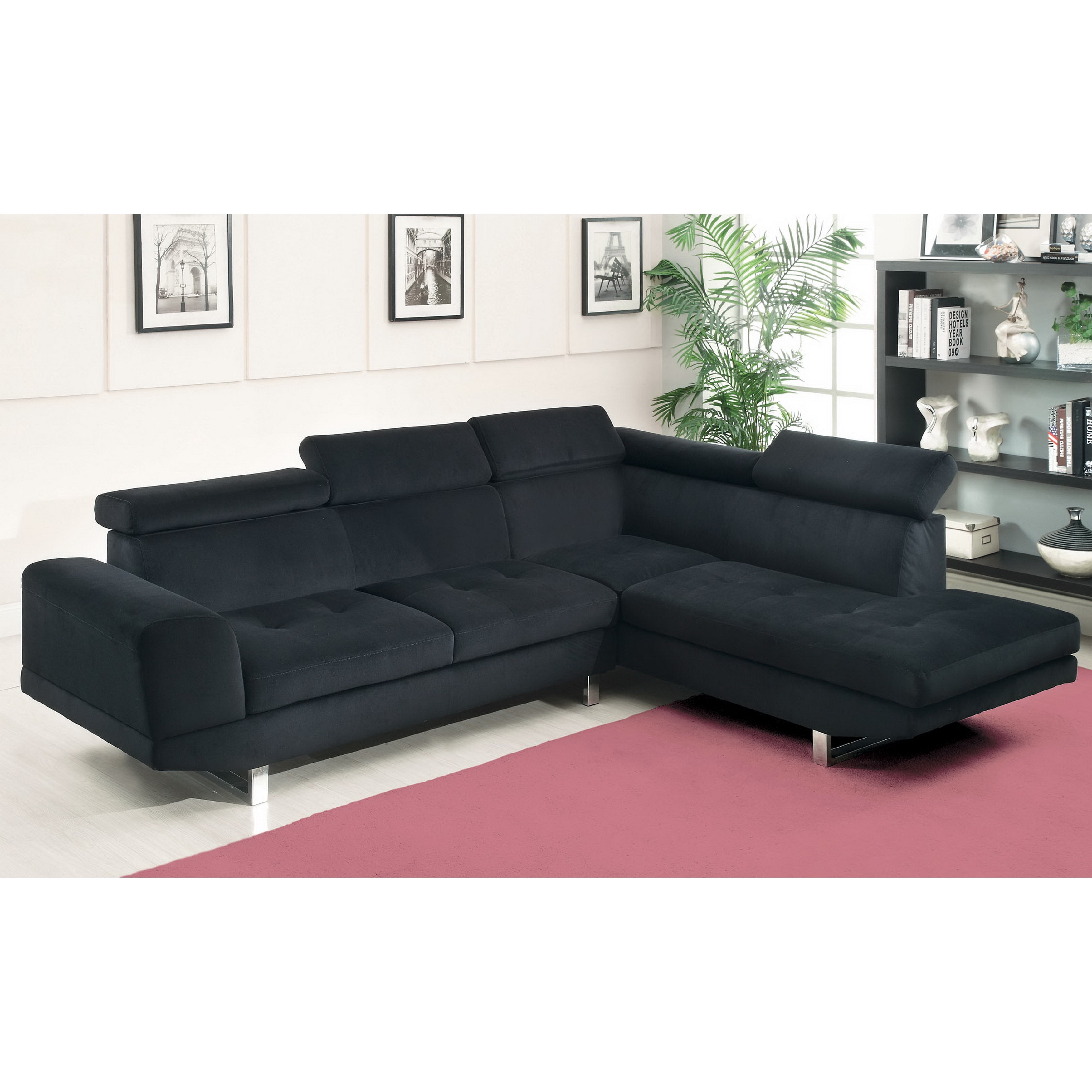 Furniture Of America Gas lift Headrest Black Bella Sectional