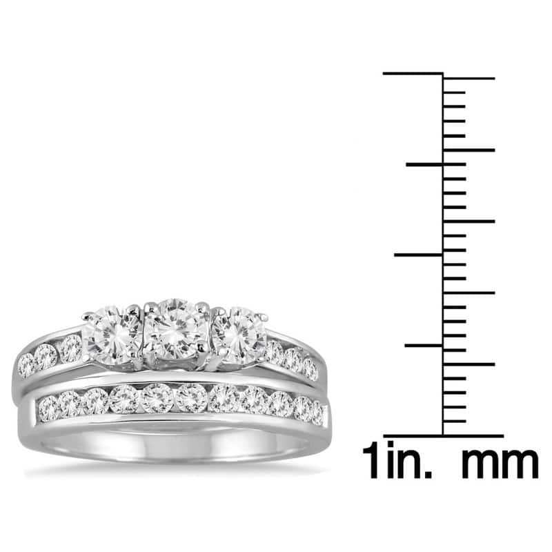 Marquee Jewels 10k White Gold 1 1/2ct TDW 3-stone Diamond Bridal Set