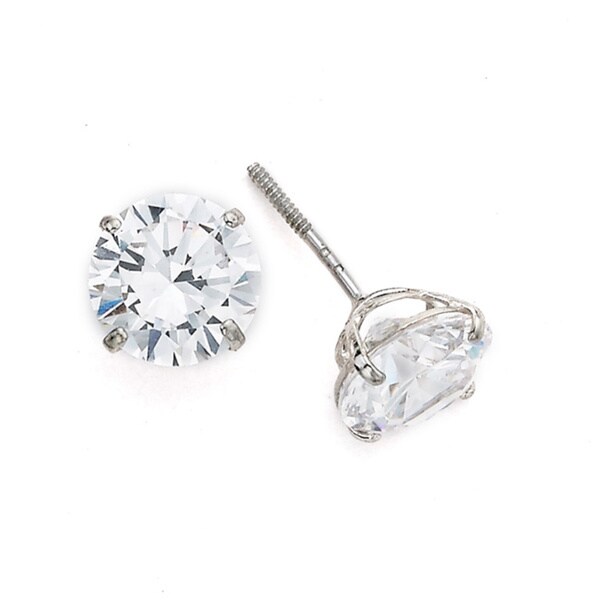 white gold cubic zirconia earrings screw back