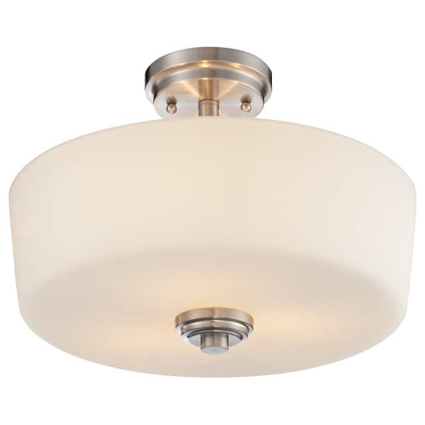 slide 1 of 1, Avery Home Lighting Lamina Brushed Nickel 3-light Semi-flush Mount