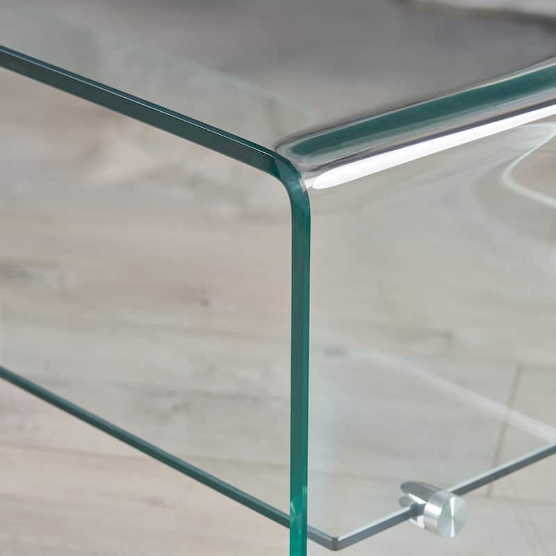 Ramona Glass Coffee Table with Shelf by Christopher Knight Home