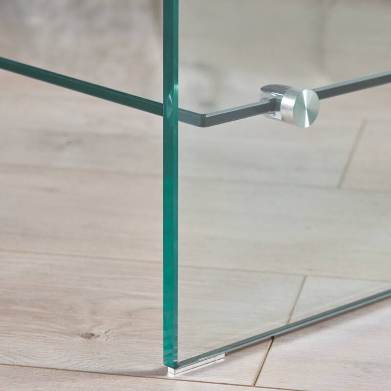 Ramona Glass Coffee Table with Shelf by Christopher Knight Home