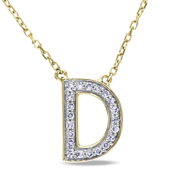 Shop Miadora 14k Yellow Gold 1/10ct TDW Diamond 'D' Initial Necklace ...