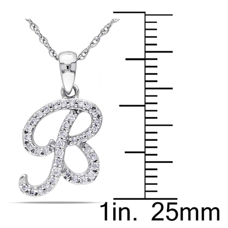 Miadora 10k White Gold 1/6ct TDW Diamond 'B' Initial Necklace