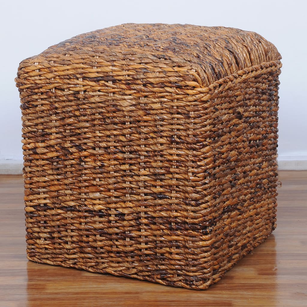 International Caravan 'Arizona' Square Hand-woven Abaca Ottoman with Cushioned Top