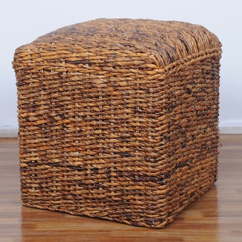 International Caravan 'Arizona' Square Hand-woven Abaca Ottoman with Cushioned Top