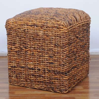 International Caravan 'Arizona' Square Hand-woven Abaca Ottoman with Cushioned Top