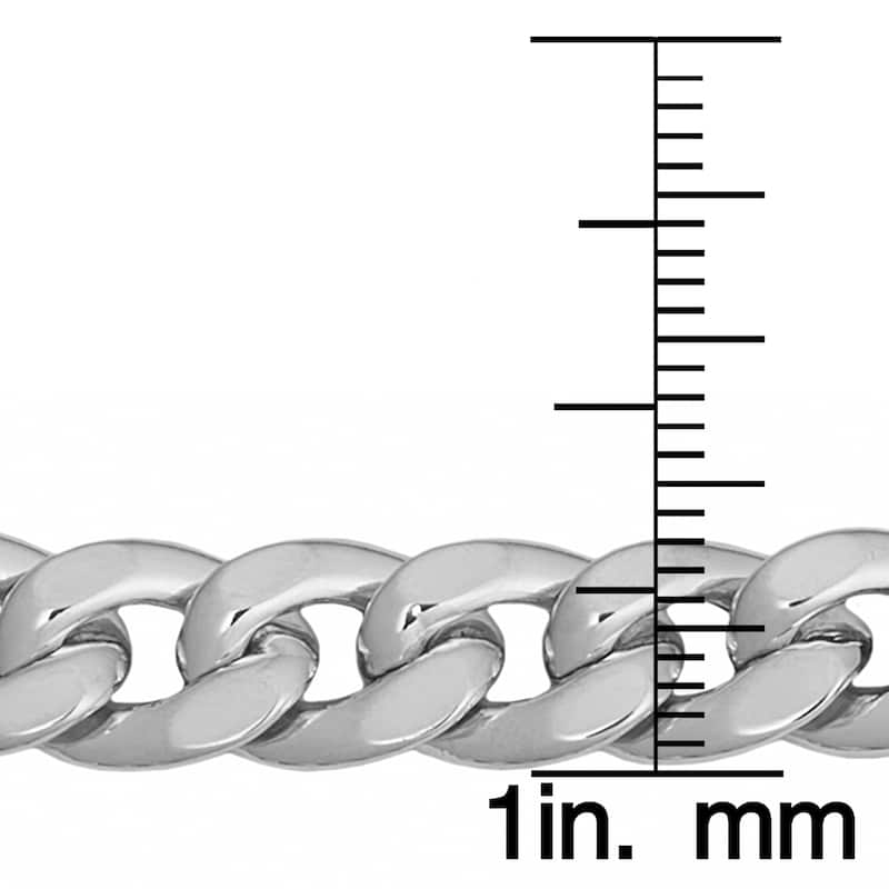 Fremada Rhodium Plated Sterling Silver Bold Curb Link Necklace (8 millimeters)