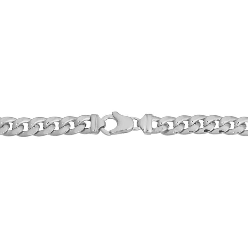 Fremada Rhodium Plated Sterling Silver Bold Curb Link Necklace (8 millimeters)