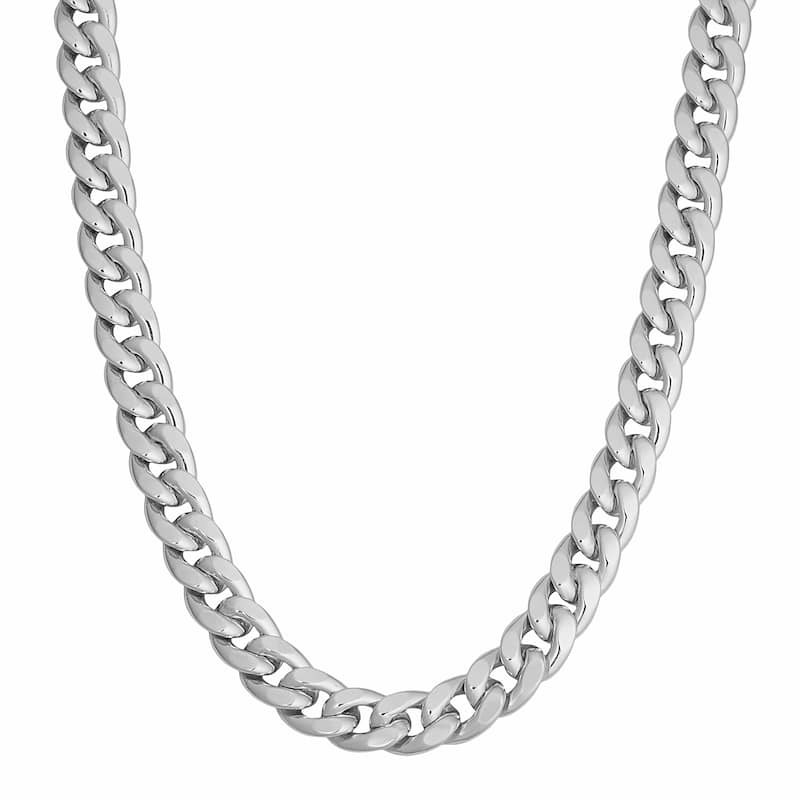 Fremada Rhodium Plated Sterling Silver Bold Curb Link Necklace (8 millimeters)