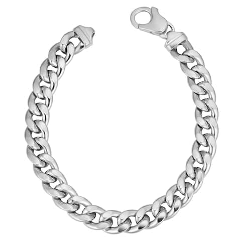 Fremada Rhoduim-plated Sterling Silver Bold 8-mm Hollow Curb Link Bracelet