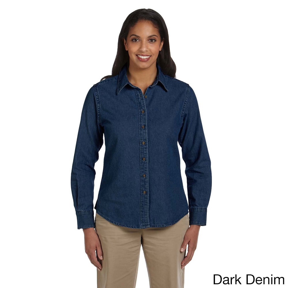 Harriton Womens Long Sleeve Denim Shirt