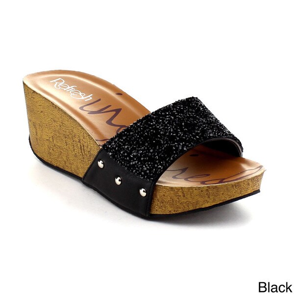 Shop Refresh Women's 'Dotie-1' Slide Wedge Sandals - Free Shipping On ...