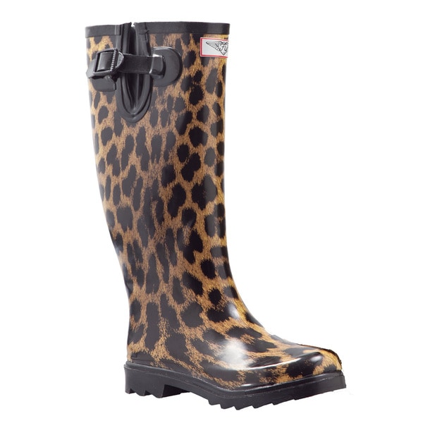 Women's Leopard Print Mid-calf Rain Boots - 16270616 - Overstock.com ...