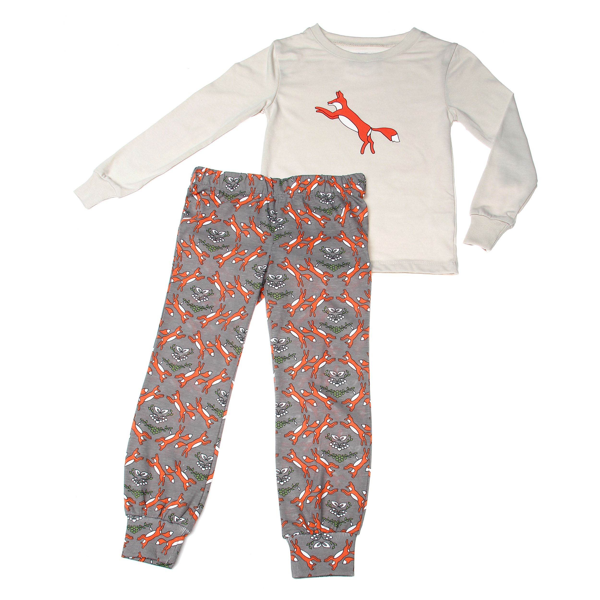 Girls Kalidefox Printed Long Sleeve Pajama Set