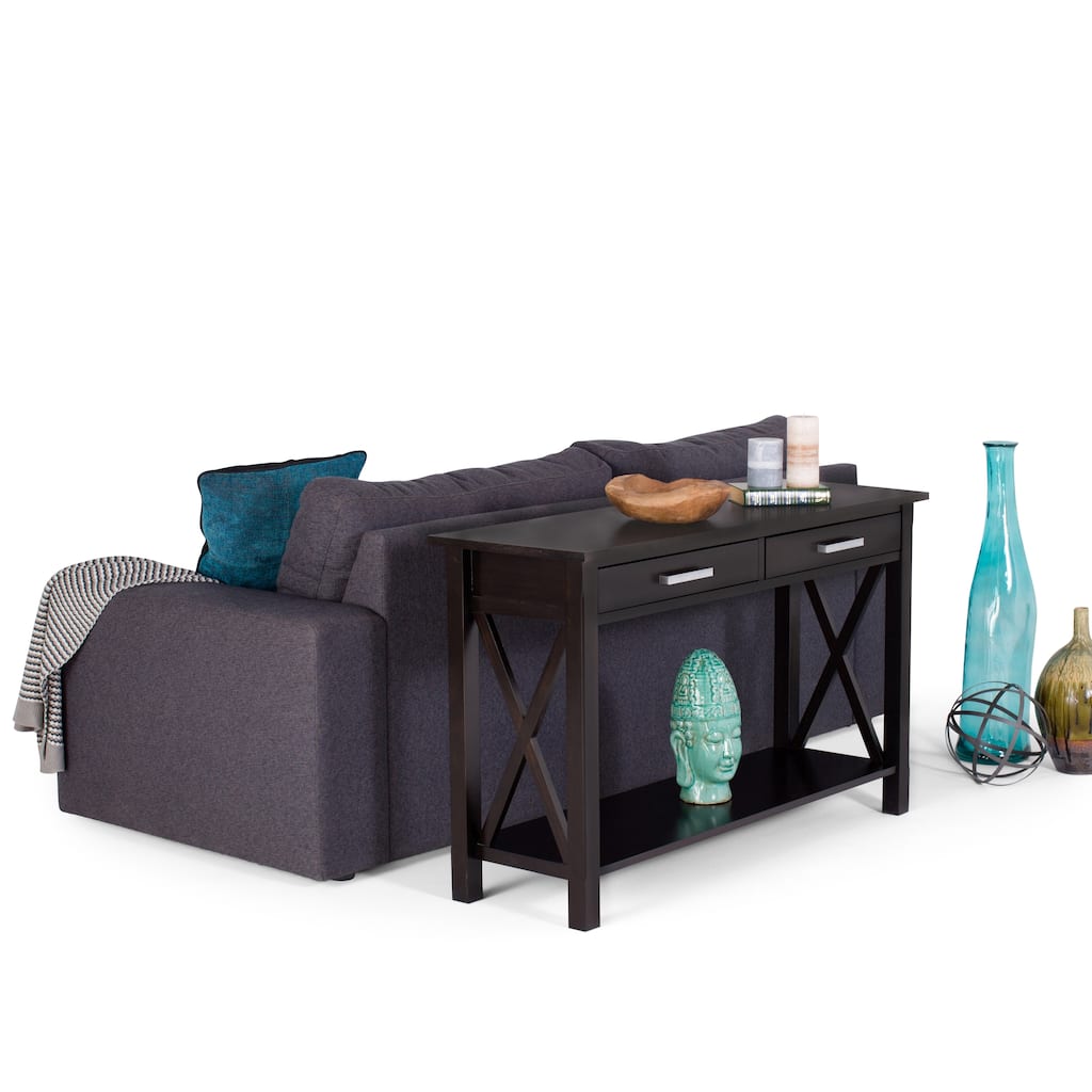 WYNDENHALL Waterloo SOLID WOOD 47 inch Wide Contemporary Console Sofa Table in Dark Walnut Brown - 47 W x 16 D x 29 H