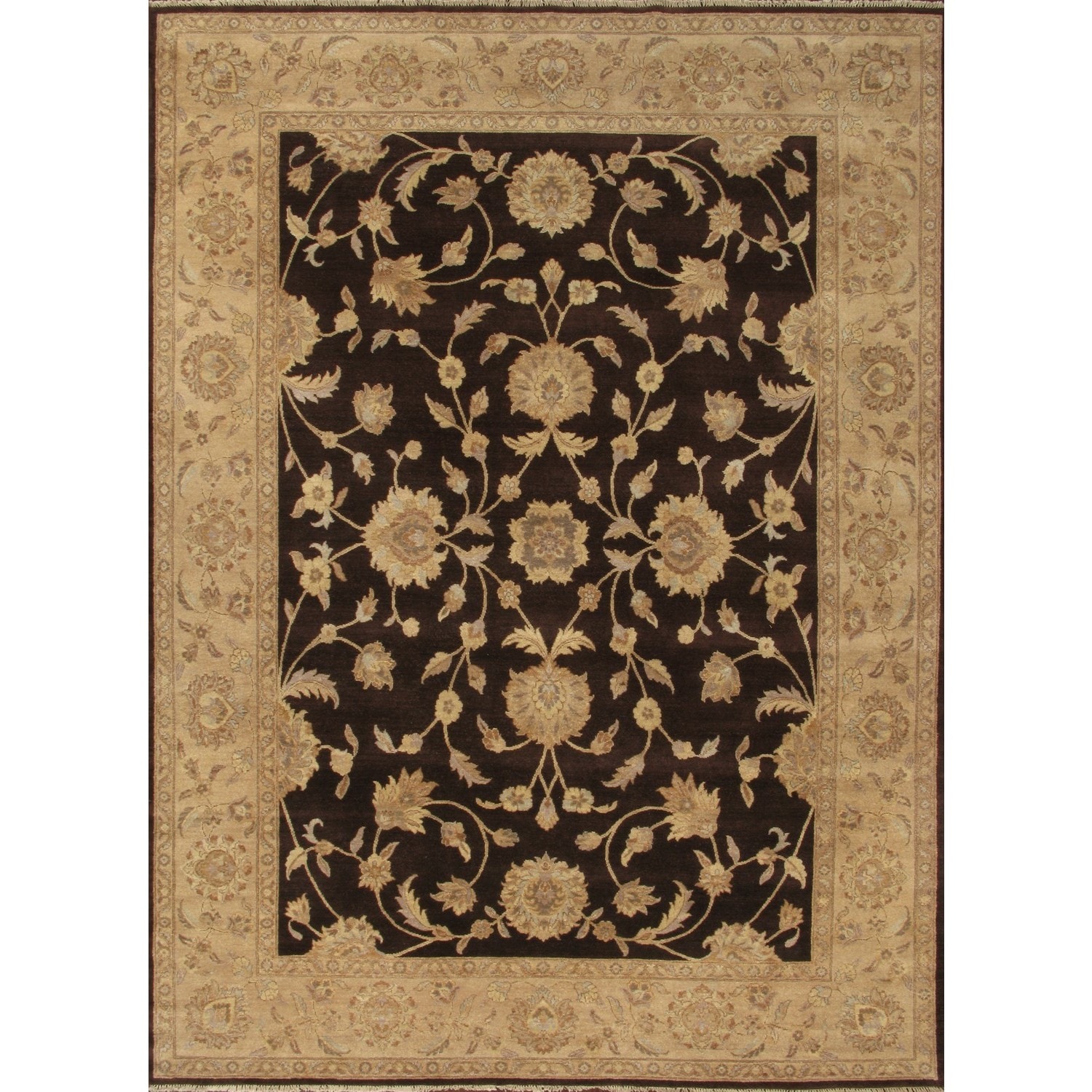 Hand knotted Ziegler Brown Beige Vegetable Dyes Wool Rug (8 X 10)