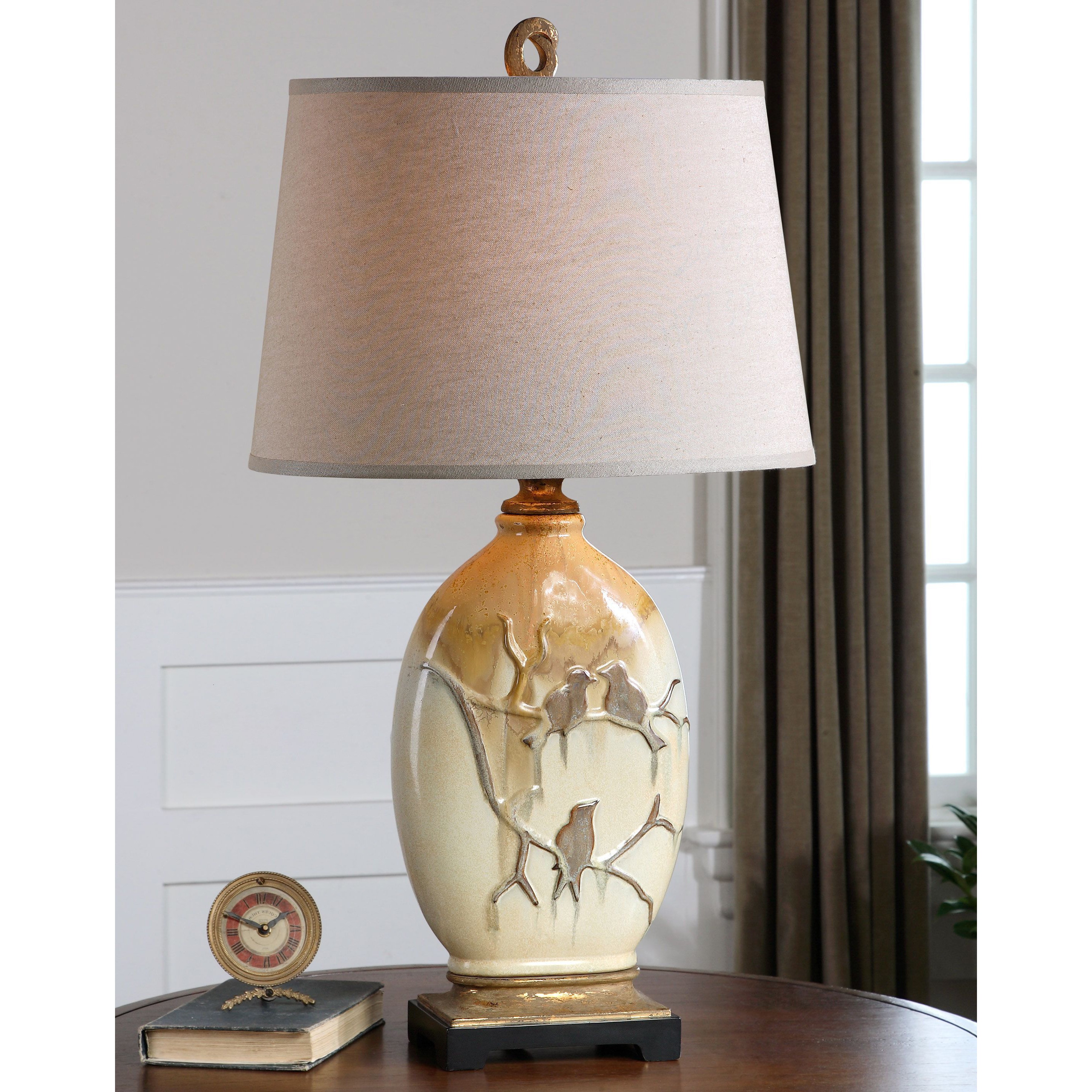 Pajaro Ceramic Metal Resin Faric Table Lamp