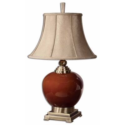 Uttermost Daviel Cinnamon Red Porcelain Silken Golden Textile Table Lamp