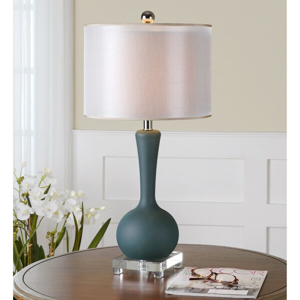 Uttermost Denisa Frosted Slate Blue Crystal Dual Shade Table Lamp