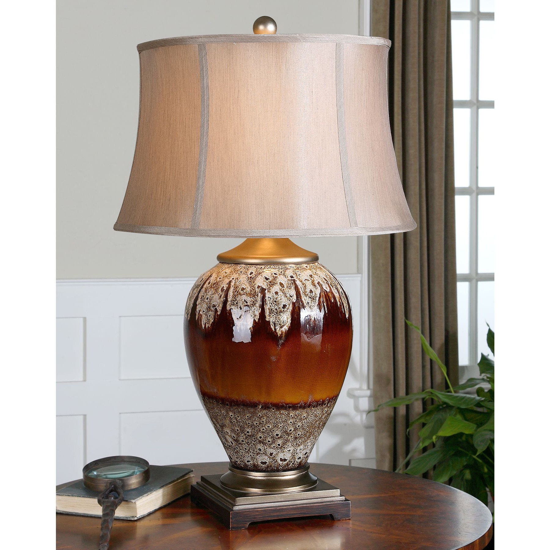 Alluvioni Glossy Rust Bronze Ceramic Table Lamp