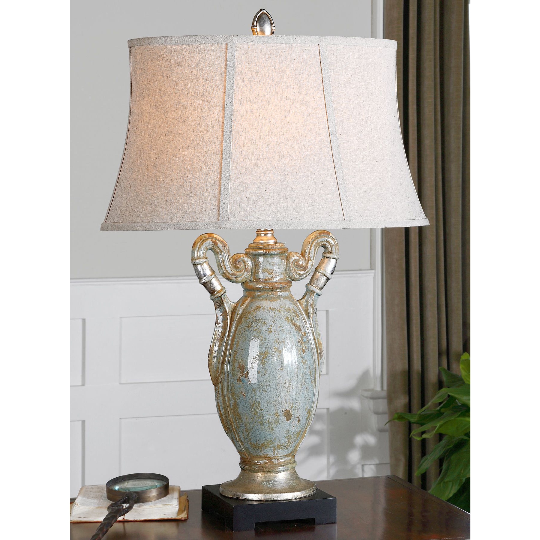 Francavilla Antiqued Crackle Blue Table Lamp