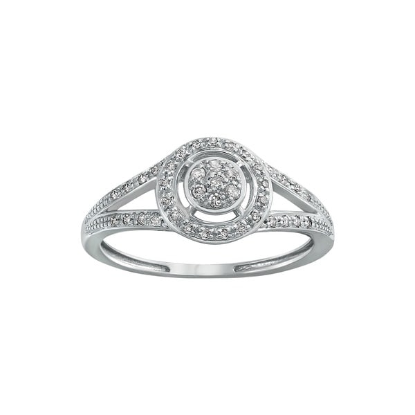 10k White Gold 1/6ct TDW White Diamond Halo Ring