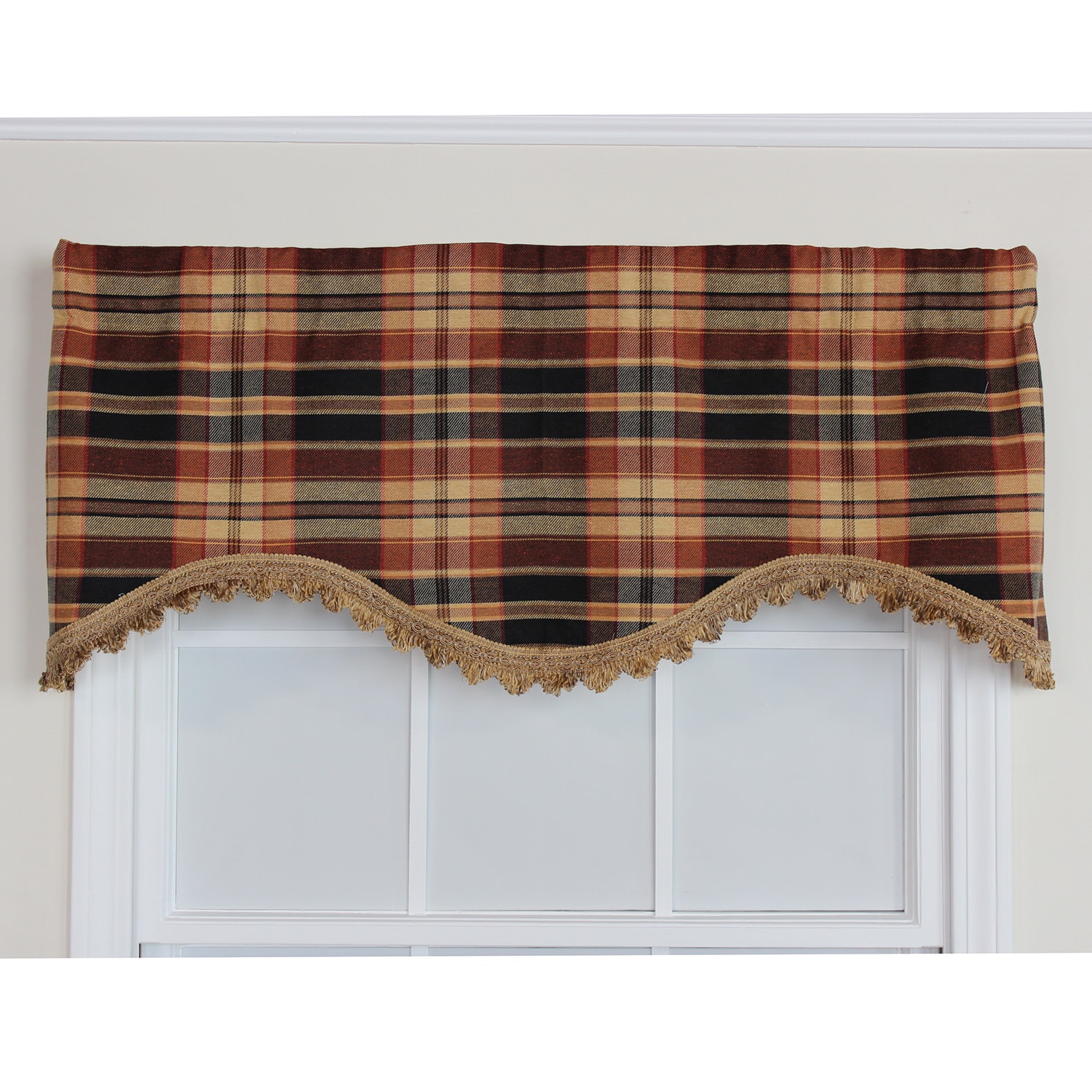 Stetson Plaid Onyx Cornice Window Valance