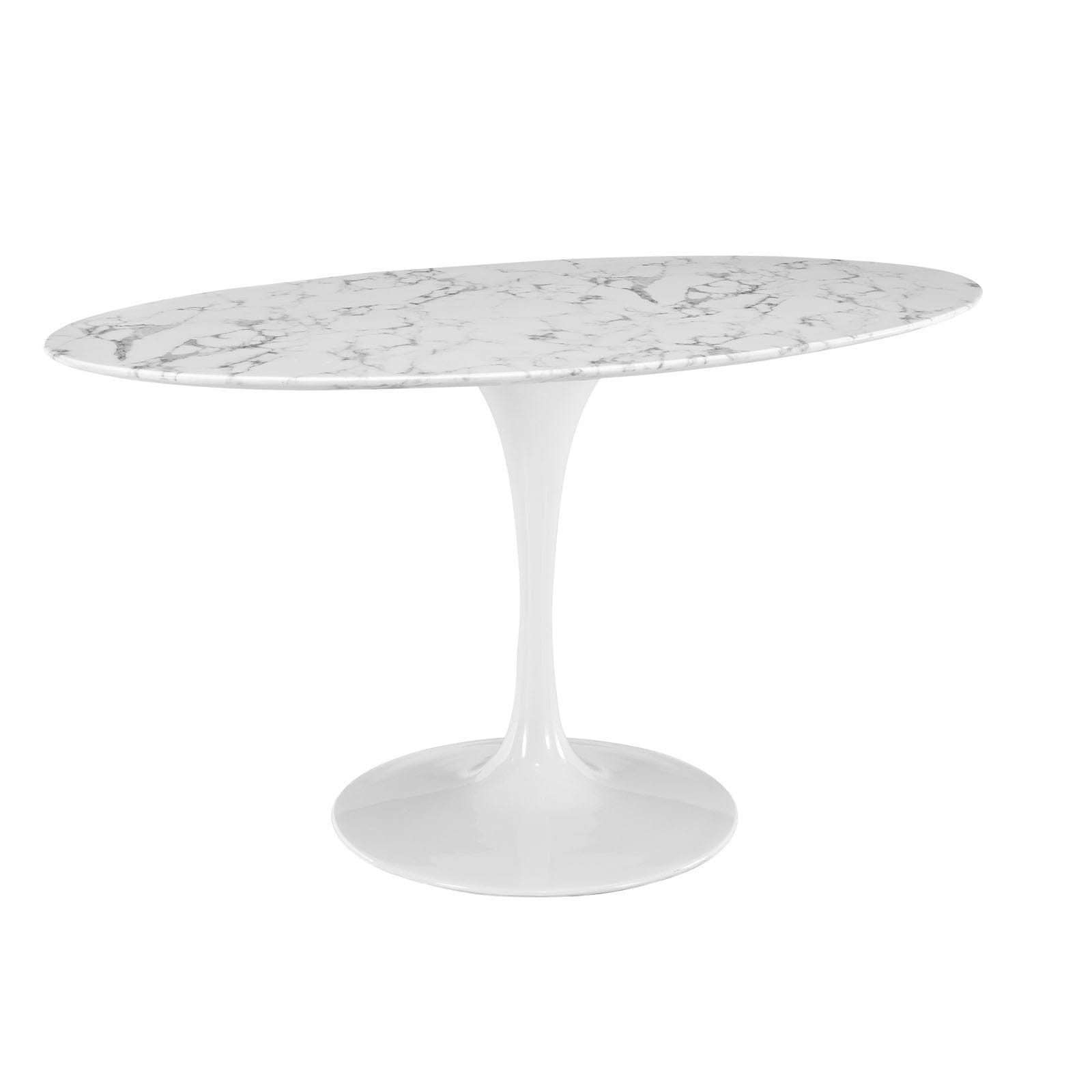 Lippa Marble 60 White Oval shaped Dining Table